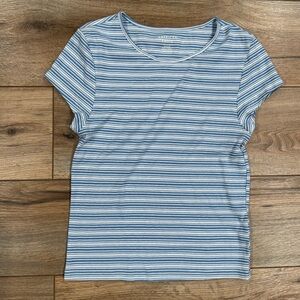 AMERICAN EAGLE Striped Blue/White Casual Crop Top | Size Medium